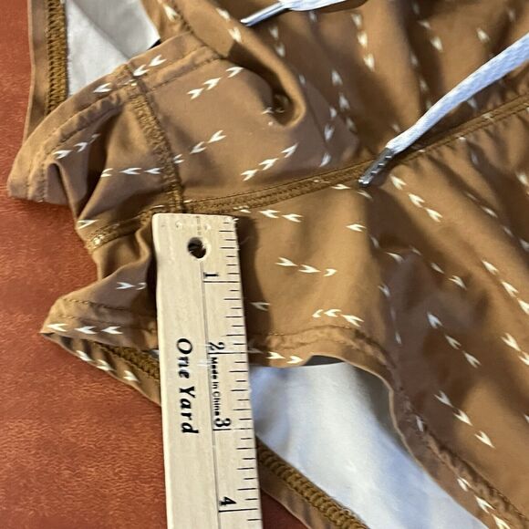 Vuori Clementine Shorts Size Small Brown Arrow Pattern Bikini Brief Mesh Lining - Picture 8 of 9